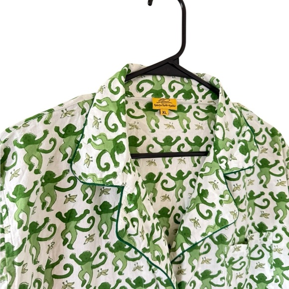 Roberta Roller Rabbit Green Monkey Long Sleeve Pajama Top - Picture 6 of 8
